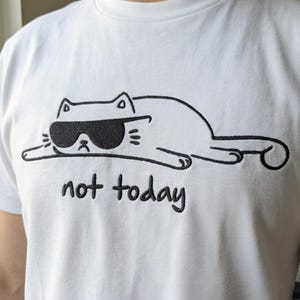 Funny Cat Embroidery Design, Not Today Cat Machine Embroidery File, Sarcastic Humor PES DST File image 3