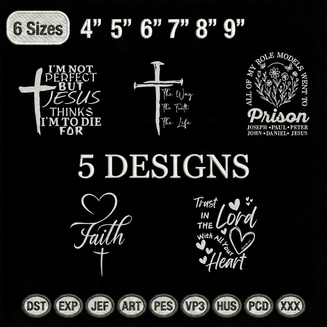 Christian Embroidery Design Bundle, Scripture Verse Machine Embroidery ...