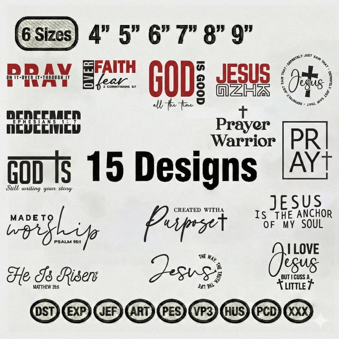 Christian Embroidery Design Bundle, Religious Scripture Machine ...