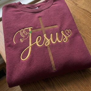 Christian Jesus Embroidery Design, Peace Dove Cross Machine Embroidery File, Religious PES DST File