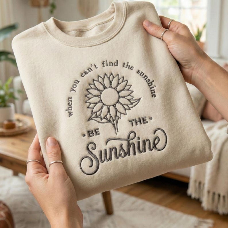 Positive Quote Sunflower Embroidery Design, You Are My Sunshine Machine Embroidery File, Motivational Quote PES File image 1