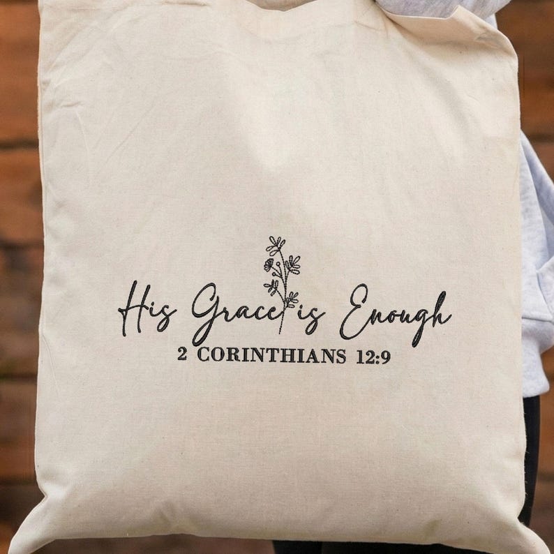 His Grace is Enough Embroidery Design, 2 Corinthians 12:9 Bible Verse ...