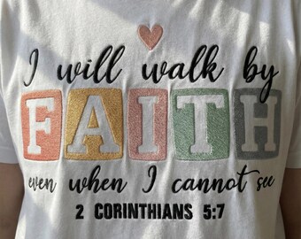 Christian Bible Embroidery Design, I Will Walk By Faith Machine Embroidery File, Religious PES DST File