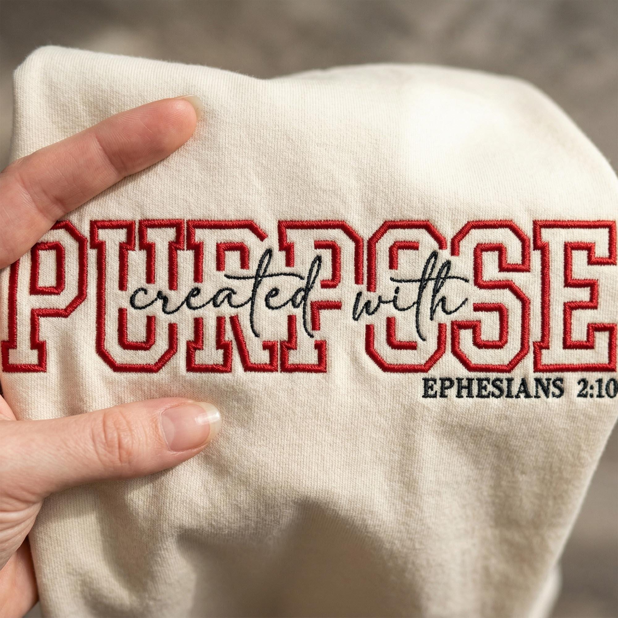 Created With Purpose Embroidery Design, Varsity Scripture Machine ...