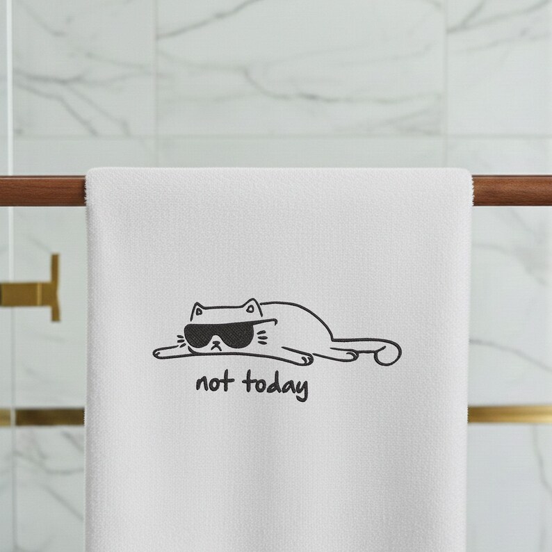 Funny Cat Embroidery Design, Not Today Cat Machine Embroidery File, Sarcastic Humor PES DST File image 10