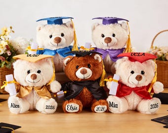 Ours en peluche de remise des diplômes 2026 personnalisé, remise de diplôme 2026, cadeaux de remise des diplômes, souvenir de remise des diplômes, peluche cadeau de remise des diplômes, cadeau de remise des diplômes pour elle