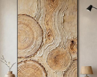 Textured Wood Grain Abstract Painting | Natural Neutral Wall Art | Rustic Modern Home Decor