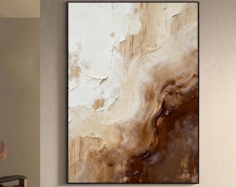 Wabi-Sabi Abstract Landscape - Textured Terracotta & Beige Canvas Art (Earthy Neutral)