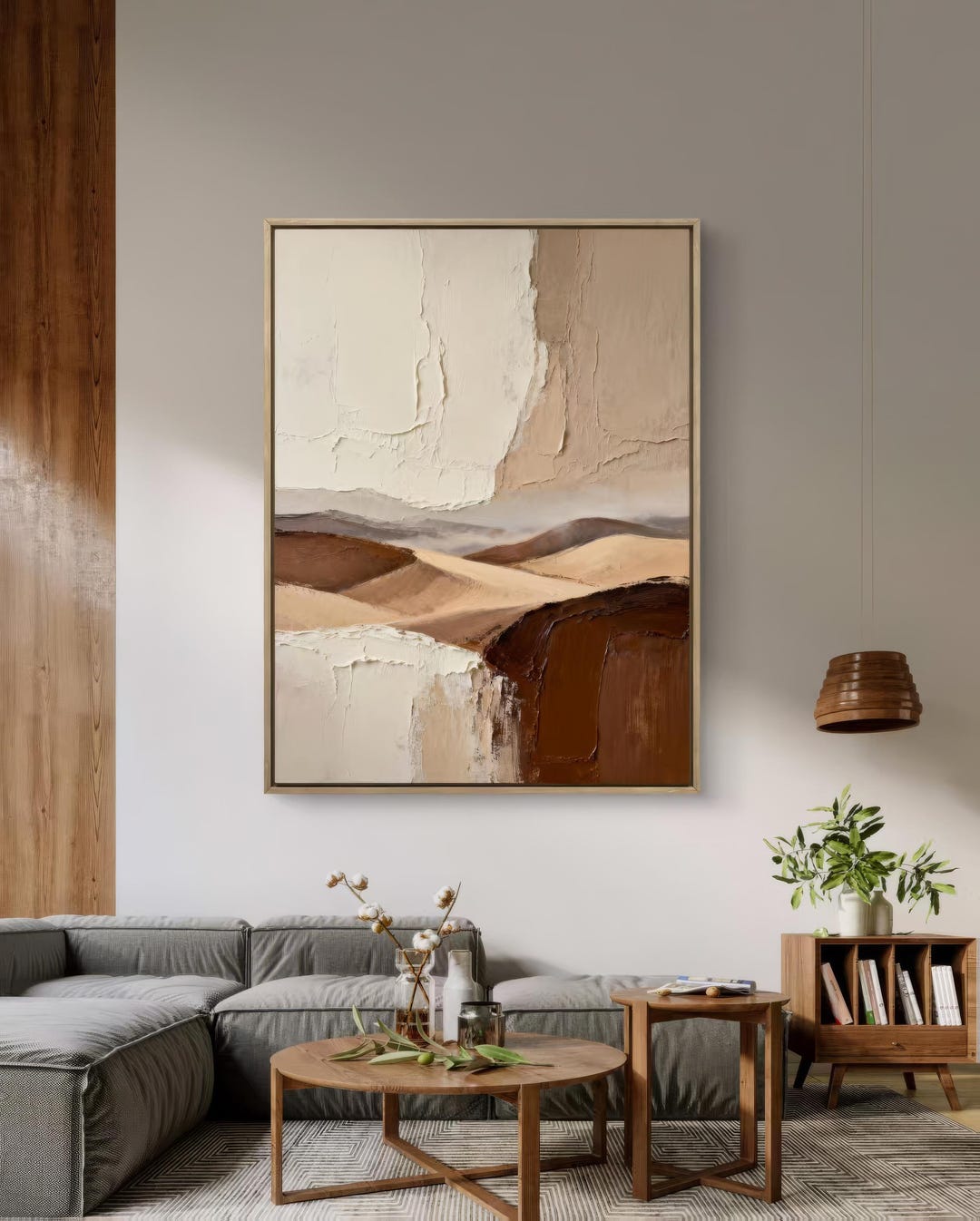 Wabi Sabi Textured Abstract Landscape Painting | Beige & Brown Desert ...