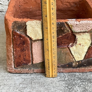 MidCentury 60s Brutalist Studio Pottery Clay Planter Geometric Ceramic Vase Abstract