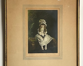 Antique ‘Cherry Ripe’ Print Litho John Everett Millais Signed Taber Prang Art Co