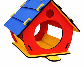 Casetta per uccelli in legno, taglio laser SVG, file Glowforge per casetta per uccelli, Cricut, nido per uccelli DXF, modello vettoriale CNC, mangiatoia per uccelli, file laser CDR SVG