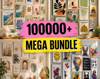 Bundel met 100.000+ afdrukbare muurkunst | Modern, vintage, abstract, boho galerijwandafdrukken | Digitale download woondecoratieset