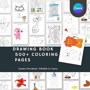 500+ Malseiten-Bundle für Kinder, druckbares Zeichenbuch, Arbeitsblätter für Vorschul-Aktivitäten, Kleinkind-Malpaket, Canva bearbeitbare PDF-Datei