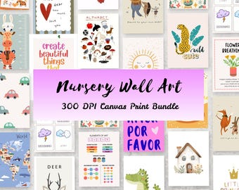 Bundel 400+ kinderkamermuurkunst | Afdrukbare kinderkamerposters | Babydecor Instant Download PNG | Digitale printset voor peuterslaapkamer