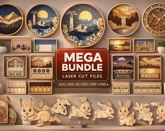 Laser Cut Dateien Mega Bundle | SVG DXF CDR | Cnc, Glowforge & Cricut Bereit | Laser-Gravur Holz Designs | Sofort Download