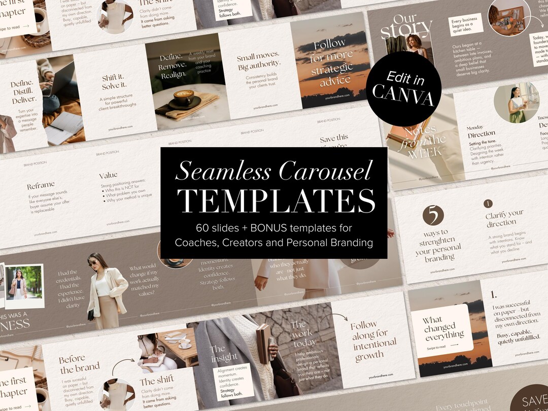 Seamless Instagram Carousel Templates Canva, Neutral Beige Social Media ...