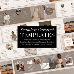 Naadloze carrouseltemplates voor Canva, neutrale beige socialmediakit (digitale download)