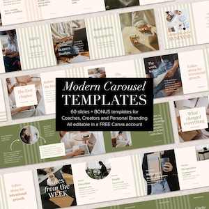 Instagram Carousel Templates, Modern Canva Seamless Carousel Social Media Kit (Digital Download)