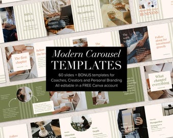 Instagram Carousel Templates, Modern Canva Seamless Carousel Social Media Kit (Digital Download)