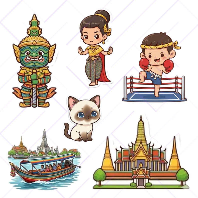 Thai Sticker Sticker Thailand Theme Stickers, Travel Stickers, World Travel Series Planner ...