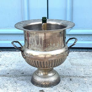 Grote Medici Urn-plantenbak – Franse verzilverde metalen jardinière