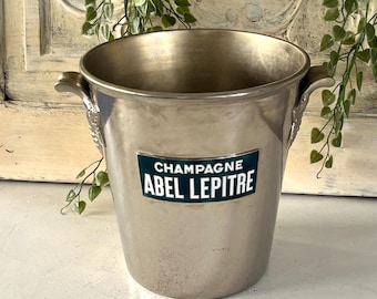 Champagne cooler Abel Lepitre chromed wine bucket Argit Paris with enamel plaque