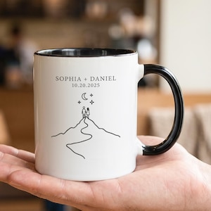 名入れ刻印入りカップル用陶器マグカップセット、カスタムMr.＆Mrs.セラミックマグカップ、カップルへの結婚祝い、記念日ギフト