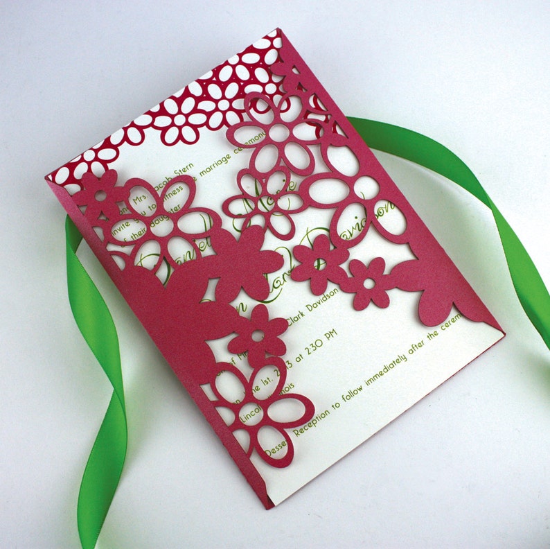 Laser cut invitation Daisy Gatefold Etsy