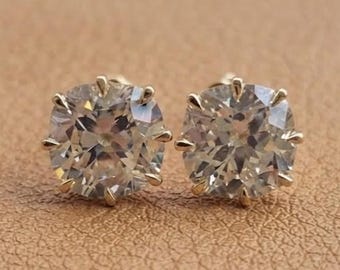 Cushion Cut Old Mine Moissanite Diamond Engagement Stud Earring, Unique Solitaire Wedding Stud, 925 Silver Anniversary Gift Earring For Her