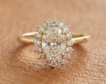 Oval Halo Moissanite Engagement Ring, Pave Set Wedding Ring, 925 Silver Bridal Ring, Round  Anniversary Gift Ring, Proposal Ring For Her
