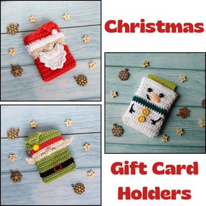 Christmas Gift Card Holders - 3 cute holiday patterns - Santa, Elf, Snowman, instant download PDF PATTERN