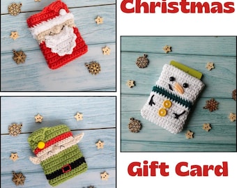 Crochet Christmas Gift Card Holder Pattern – Santa, Elf, Snowman (PDF PATTERN)