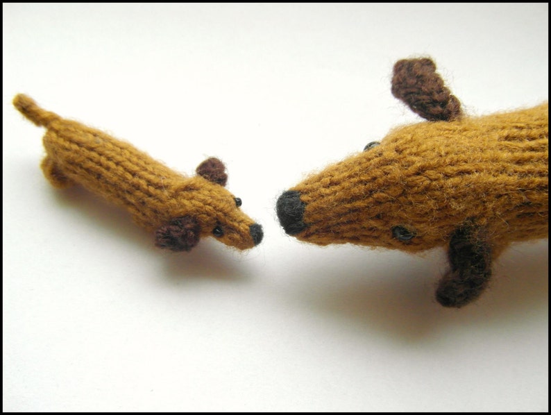 PATTERN ONLY Mommy and Baby Dachshund wiener dog puppy Knitting PDF instructions image 2