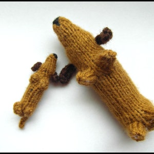 PATTERN ONLY Mommy and Baby Dachshund wiener dog puppy Knitting PDF instructions image 3