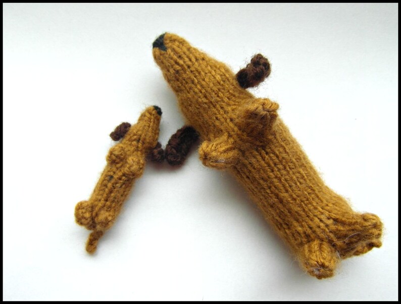 PATTERN ONLY Mommy and Baby Dachshund wiener dog puppy Knitting PDF instructions image 3