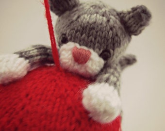 PATTERN ONLY - Swinging Kitty Ornament - PDF knitting instructions-instant download