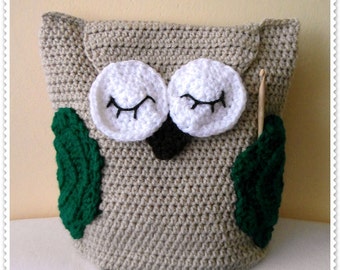 Owl help you project bag - crochet PDF PATTERN