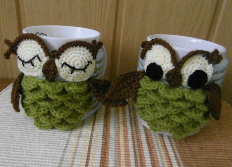 crochet PATTERN ONLY Owl mug cozy pattern PDF instructions image 3