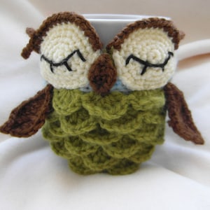 crochet PATTERN ONLY Owl mug cozy pattern PDF instructions image 1