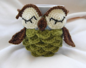 crochet PATTERN ONLY - Owl mug cozy pattern - PDF instructions