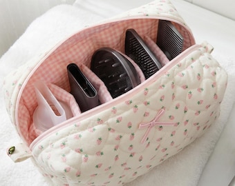 Dyson Airwrap Bag with Compartments for Dyson/Shark Products | Strawberry Makeup & Camera Storage Pouch