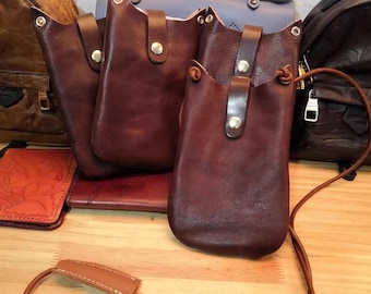 Italian Leather Crossbody Phone Bag - Handmade Women's Shoulder Pouch