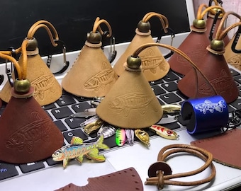 Handmade Fly Fishing Lure Wrap - 16-Slot Trout Spinner Organizer with Branded Leather Craft