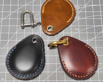 Handmade Horween Leather Teardrop Keycard Holder - Compatible with AirTag & NFC Cards