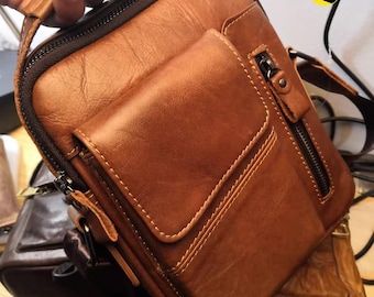 Vintage Leather Crossbody Bag for Men - Bible Carrier & Daily Companion