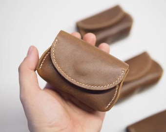 Handmade Veg-Tan Leather Collector's Pouch | Patina-Gaining Walnut & Curio Organizer