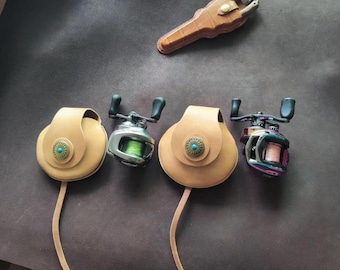 Handcrafted Baitcasting Reel Case - Full-Grain Soft Leather, Brass Hardware