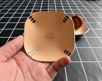 Vegetable-Tanned Leather Tray | Small Square Organizer & Tobacco Curing Dish