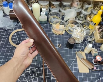 Handmade Multi-Rod Leather Fishing Rod Case - 3 Layer Imported Cowhide Protective Sleeve